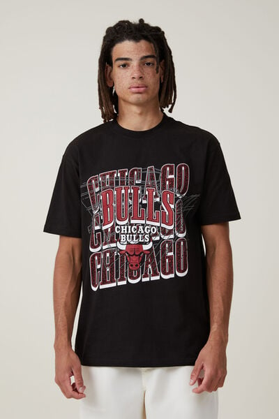 Nba Loose Fit T-Shirt, LCN NBA BLACK/BULLS-VINTAGE COURT