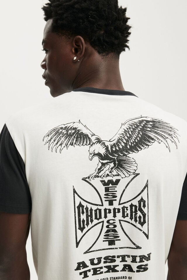 Fitted License Moto T-Shirt, LCN WCC VINTAGE WHITE - WASHED BLACK / TEXAS