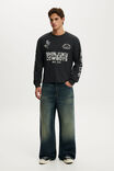 Cropped Fit Textured Graphic Ls T-Shirt, WASHED BLACK / SHINJUKU COWBOYS - example image 2