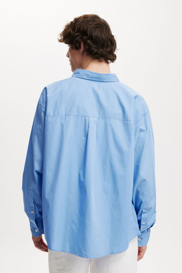 Oversized Long Sleeve Shirt, CORNFLOUR BLUE