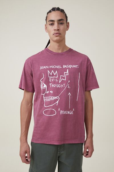Basquiat Loose Fit T-Shirt, LCN BSQ CRIMSON/EVIL THOUGHTS