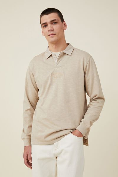 Rugby Long Sleeve Polo, GRAVEL STONE