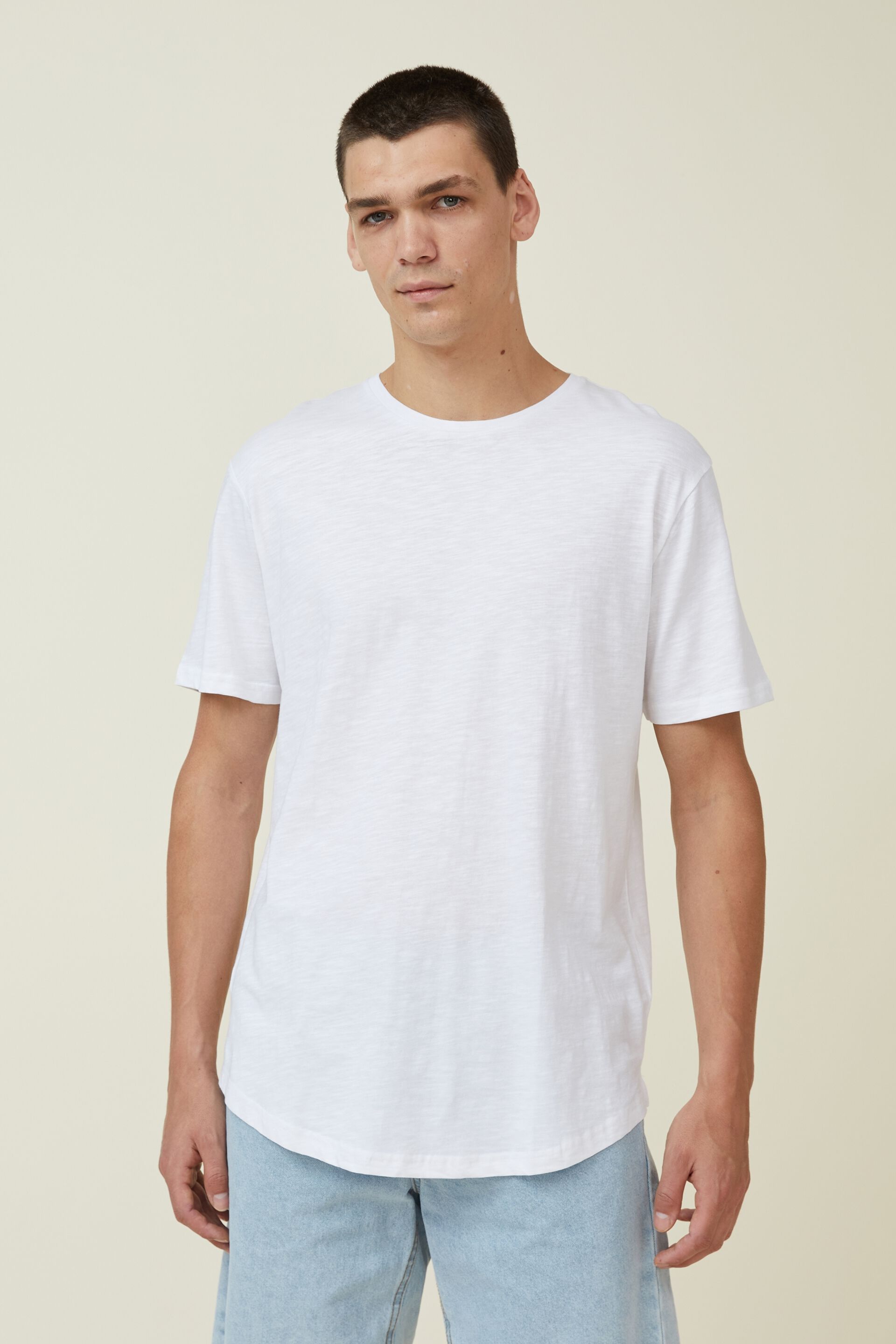 Men Tops & T-Shirts | Scooped Hem T-Shirt - KH40072
