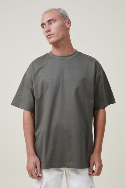 Box Fit Plain T-Shirt, MILITARY