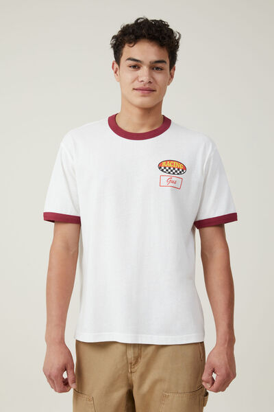 Loose Fit Art T-Shirt, VINTAGE WHITE/ROSEWOOD/GARAGE CAT