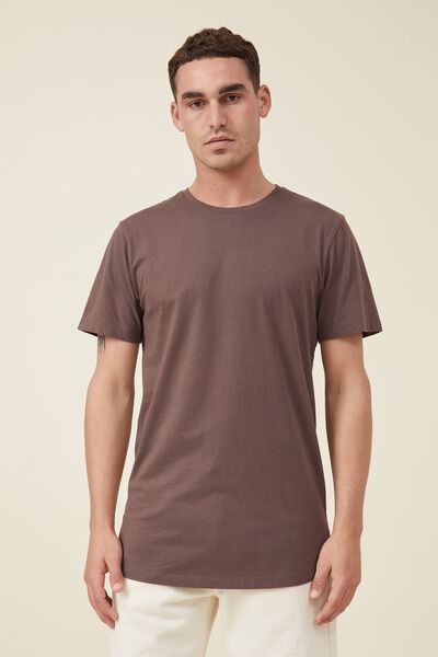 Organic Longline T-Shirt, WASHED CHOCOLATE