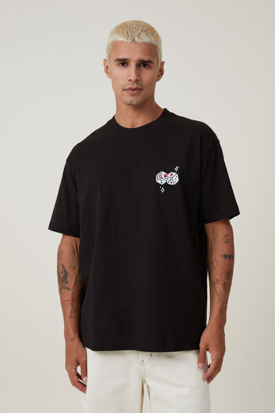 Loose Fit Art T-Shirt, BLACK / LUCKY DICE