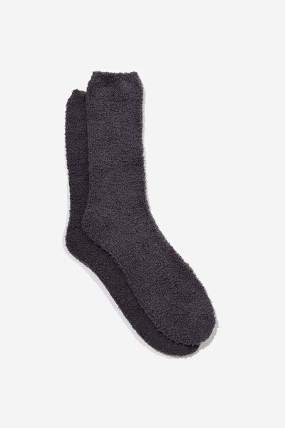 Fluffy Bed Sock, CHARCOAL