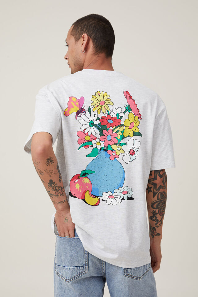Dabsmyla Loose Fit T-Shirt, LCN DAB WHITE MARLE / BUTTERFLY