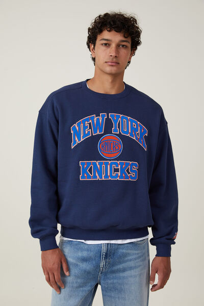 Nba Box Fit Crew Sweater, LCN NBA INDIGO / KNICKS - APPLIQUE
