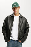 Faux Leather Bomber, BLACK - example image 1