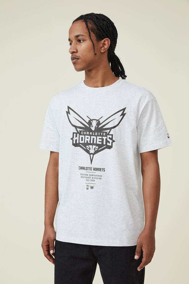 Active Nba Logo T-Shirt, LCN NBA WHITE MARLE / CHARLOTTE HORNETS