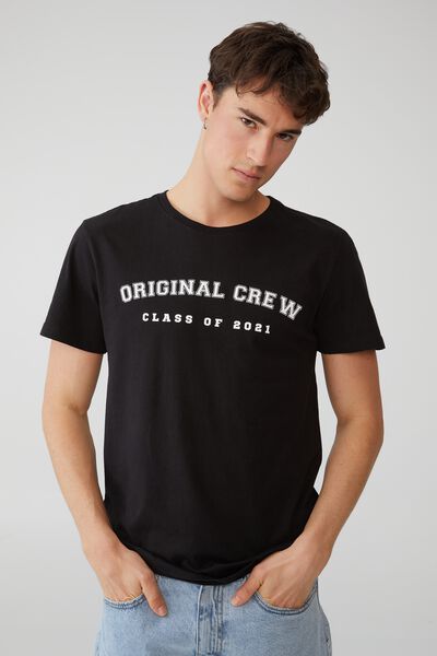 Organic Crew T-Shirt Class Of 2021 Personalised, BLACK/CLASS OF 2021