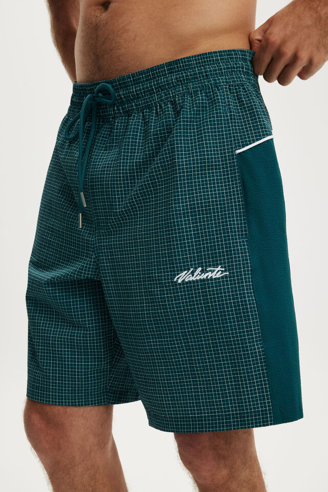 Baggy Swim Short, TEAL CHECK SEERSUCKER