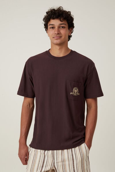 Premium Loose Fit Art T-Shirt, DARK OAK / SHIFTY BOYS SHIELD