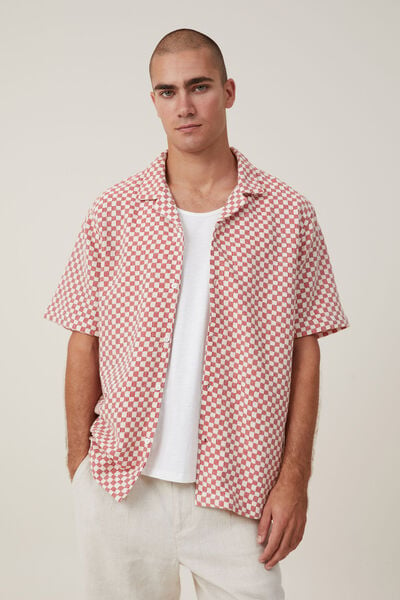 Cabana Short Sleeve Shirt, RED CHECKERBOARD