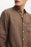 Linen Long Sleeve Shirt, ESPRESSO - alternate image 4