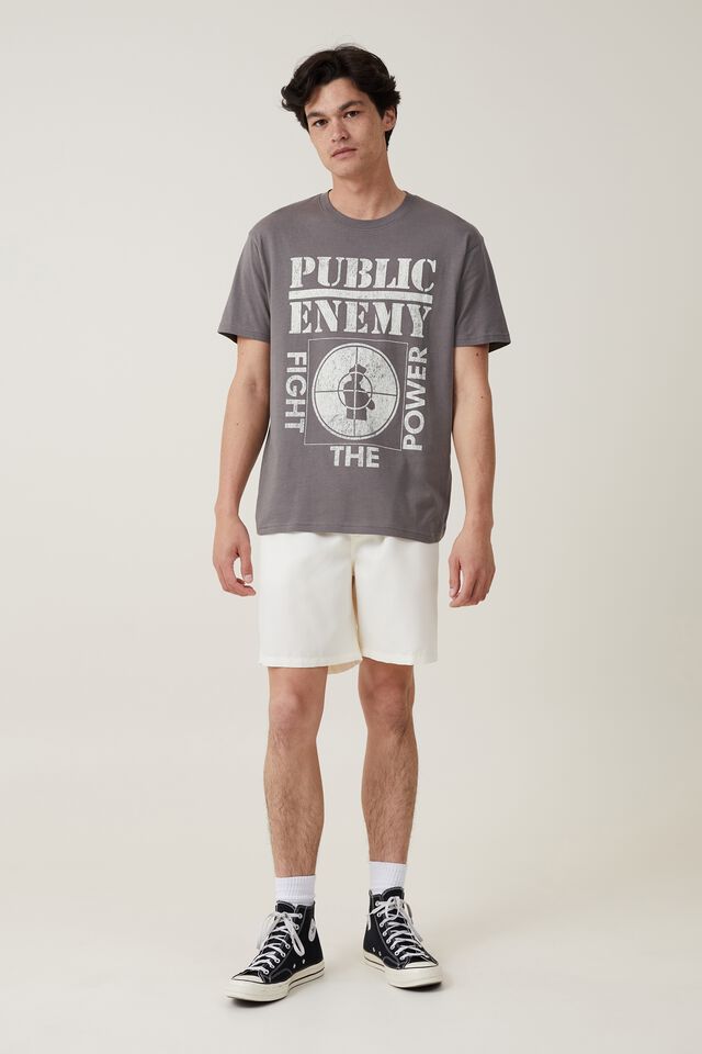 Loose Fit Music T-Shirt, LCN BRA SLATE STONE/PUBLIC ENEMY - POWER