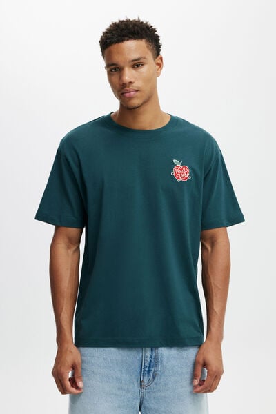 Loose Fit Art T-Shirt, DEEP SEA TEAL/NY BIG APPLE