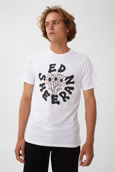 Tbar Collab Music T-Shirt, LCN WMG WHITE/ED SHEERAN - FLOWERS