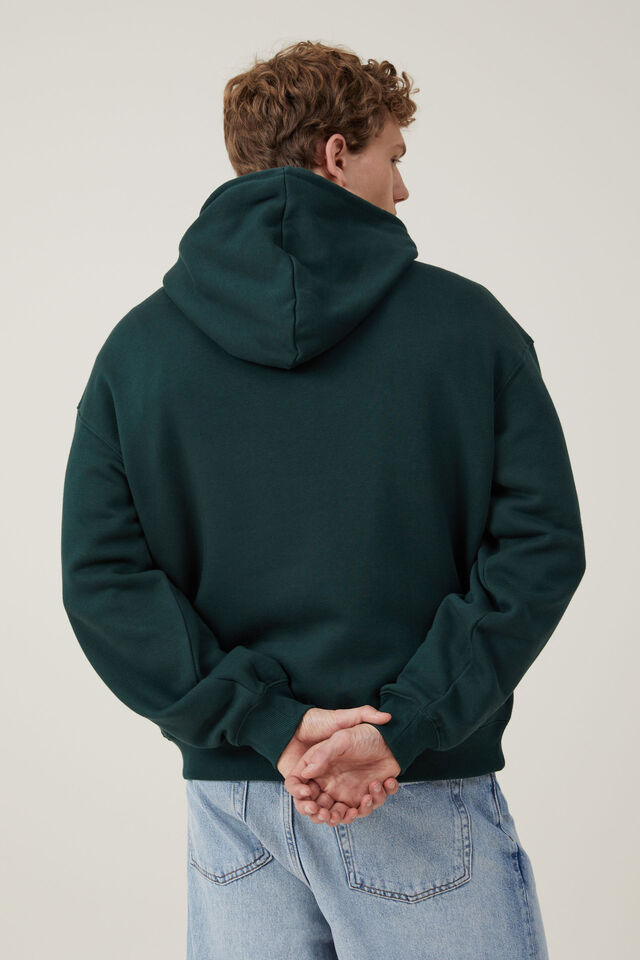 Box Fit College Hoodie, PINE NEEDLE GREEN / NYC WAX CREST