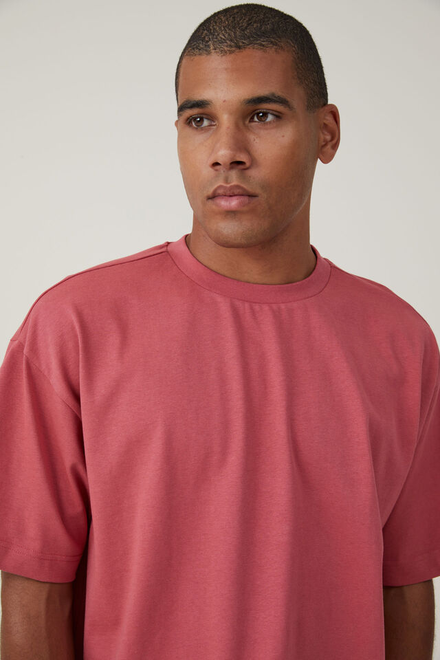 Box Fit Plain T-Shirt, SOFT RED