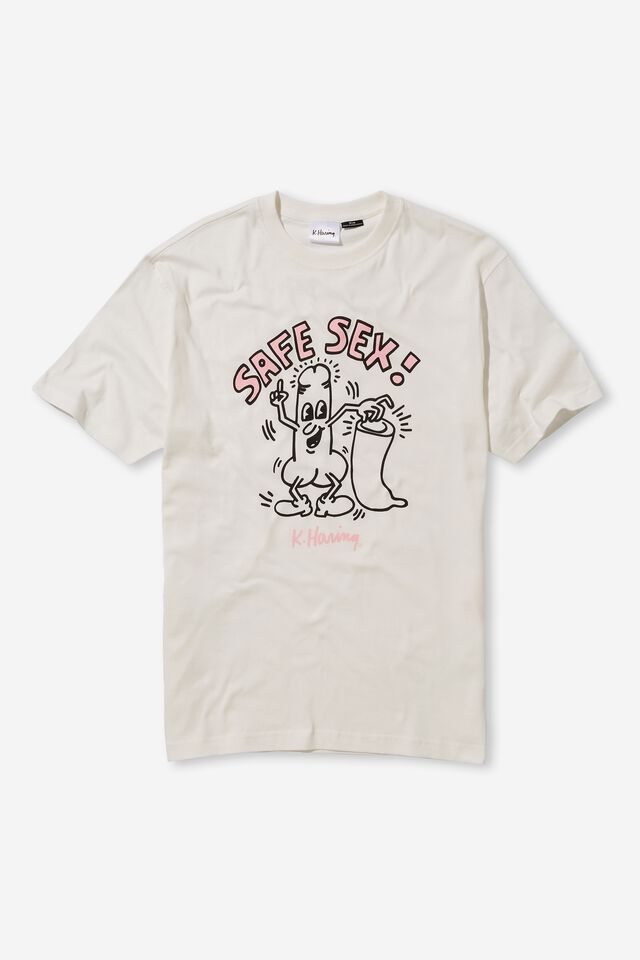 Keith Haring T-Shirt, LCN KEI VINTAGE WHITE/SAFE SEX