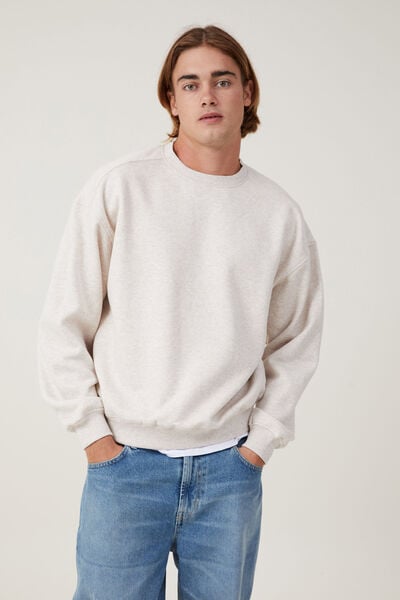 Box Fit Crew Sweater, OATMEAL MARLE