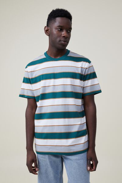 Loose Fit Stripe T-Shirt, EVERGREEN SKATE STRIPE