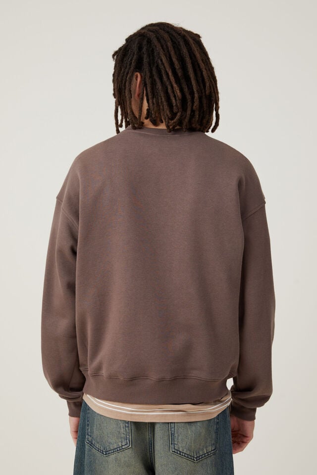 Box Fit Crew Sweater, WASHED CHOCOLATE