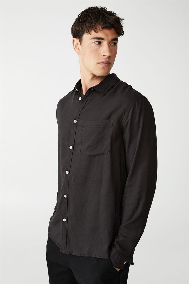 Ashby Long Sleeve Shirt, WASHED BLACK