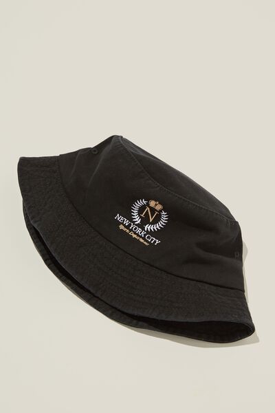 Chapéu - Premium Bucket Hat, BLACK CANVAS / NEW YORK CITY CREST