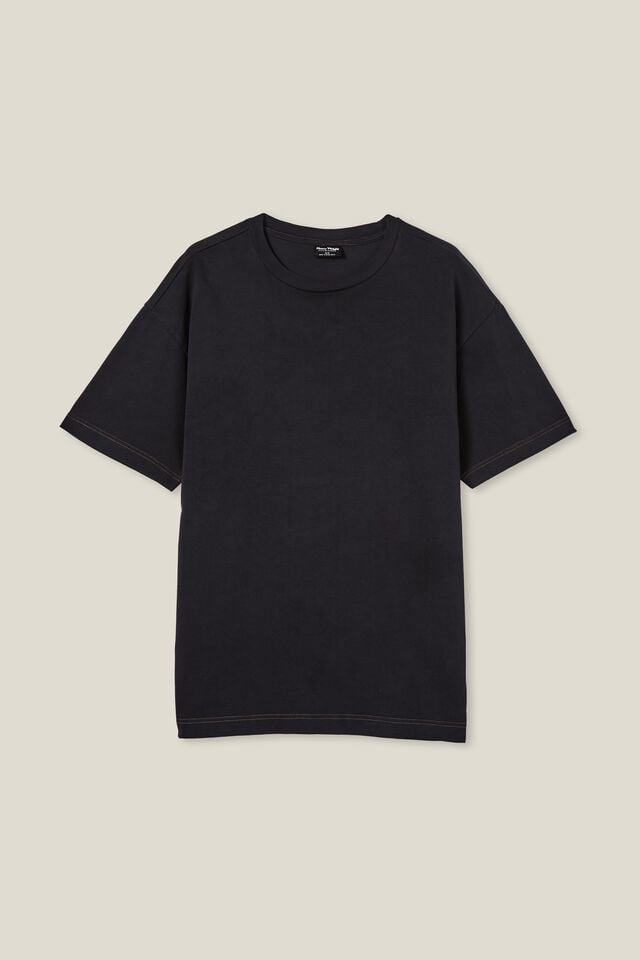 Box Fit Plain T-Shirt, BLACK