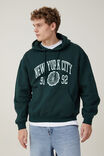 Box Fit College Hoodie, PINE NEEDLE GREEN / NYC WAX CREST - alternate image 1