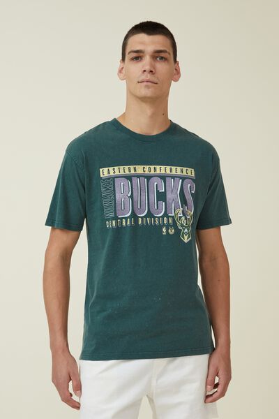 Active Nba Oversized T-Shirt, LCN NBA PINENEEDLE GREEN / MILWAUKEE BUCKS