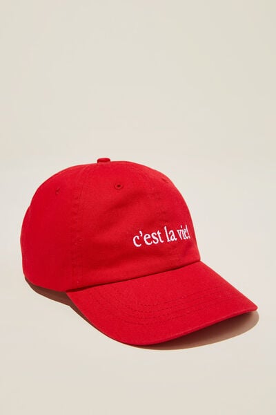 Boné - Vintage Strap Back Hat, WASHED RED/C EST LA VIE!