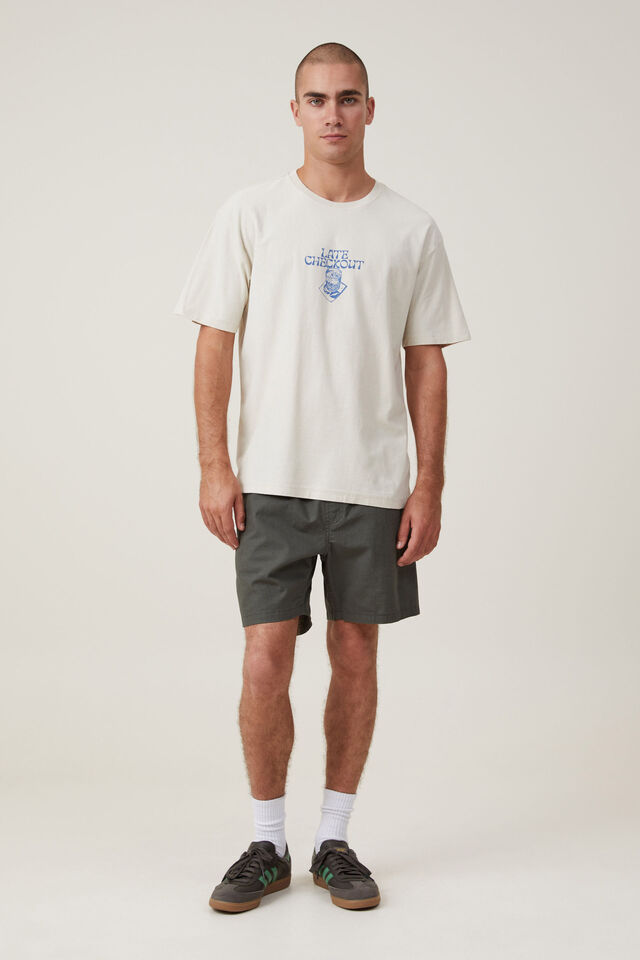 Premium Loose Fit Art T-Shirt, BONE / LATE CHECKOUT