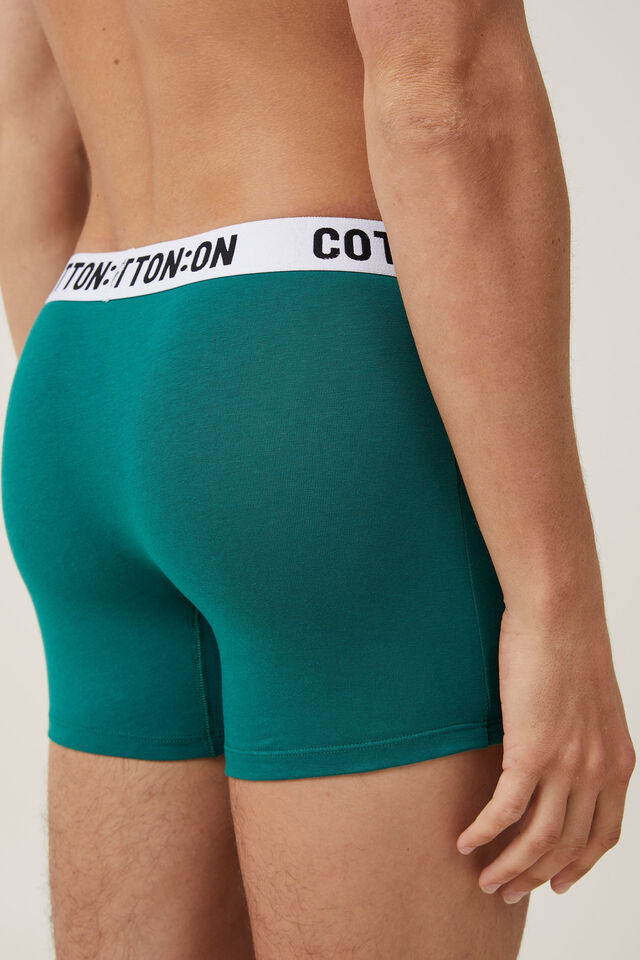 Mens Organic Cotton Trunks, EMERALD/WHITE/BLACK