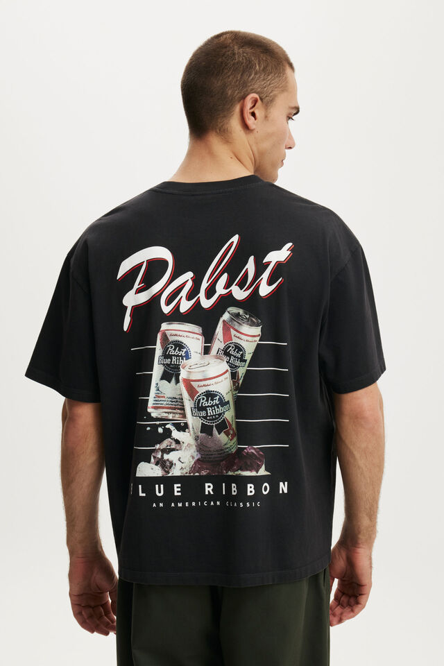 Everyday Fit License Beer T-Shirt, LCN PAB WASHED BLACK / PABST - BLUE RIBBON