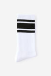 Essential Crew Sock, WHITE/BLACK TRIPLE STRIPE - example image 3