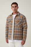 Teddy Lined Shacket, NATURAL CHECK - alternate image 1