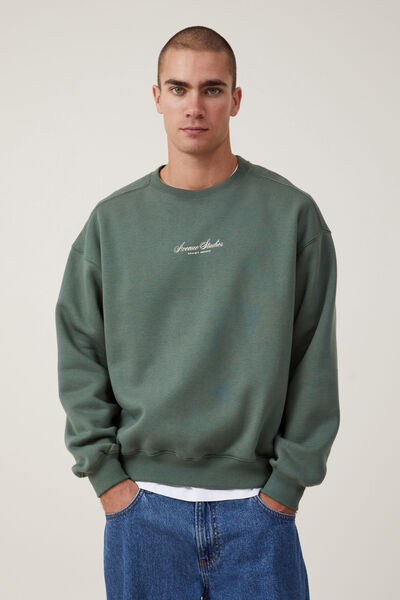 Box Fit Graphic Crew Sweater, FOREST  / EXHIBIT ARCHIVE