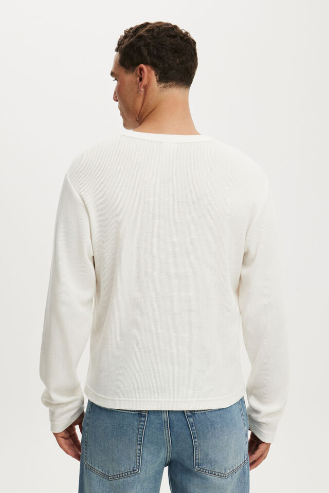 Cropped Fit Long Sleeve, WHITE WAFFLE