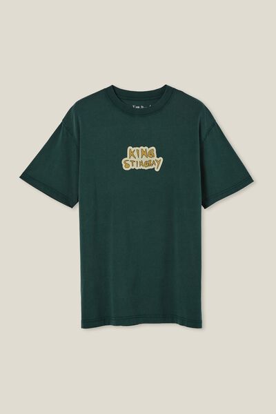 King Stingray T-Shirt, LCN KSR PINENEEDLE GREEN/LOGO