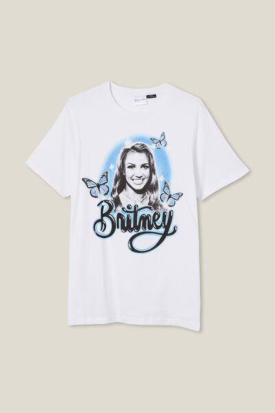 Tbar Collab Icon T-Shirt, LCN BRA WHITE/BRITNEY SPEARS - AIRBRUSHED