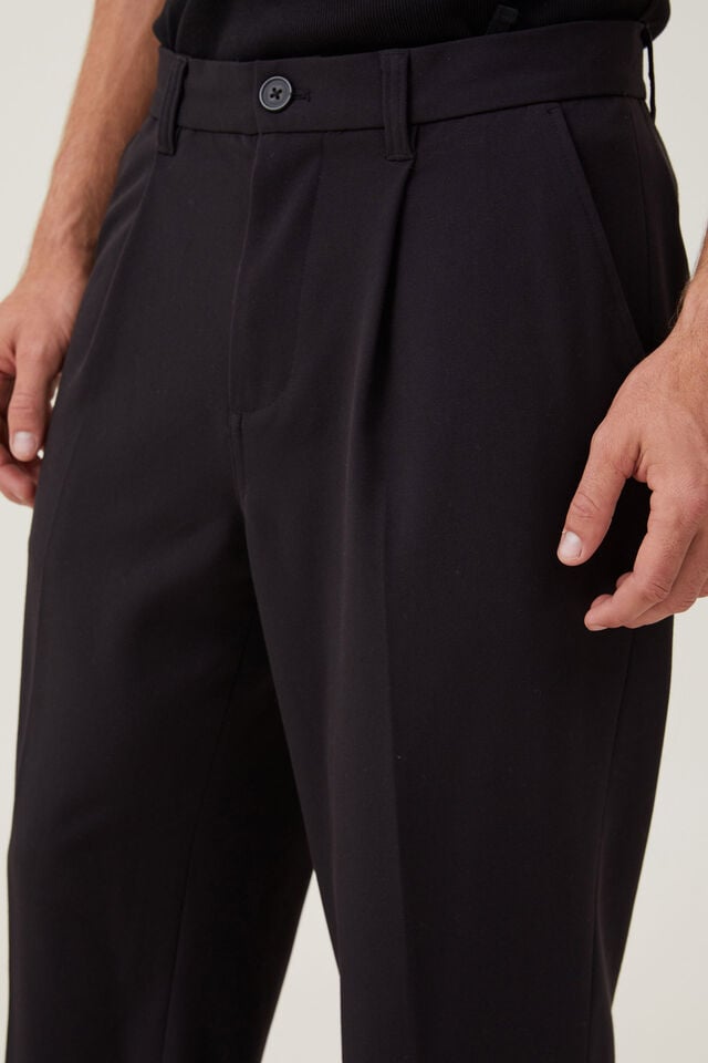 Relaxed Pleated Pant, BLACK