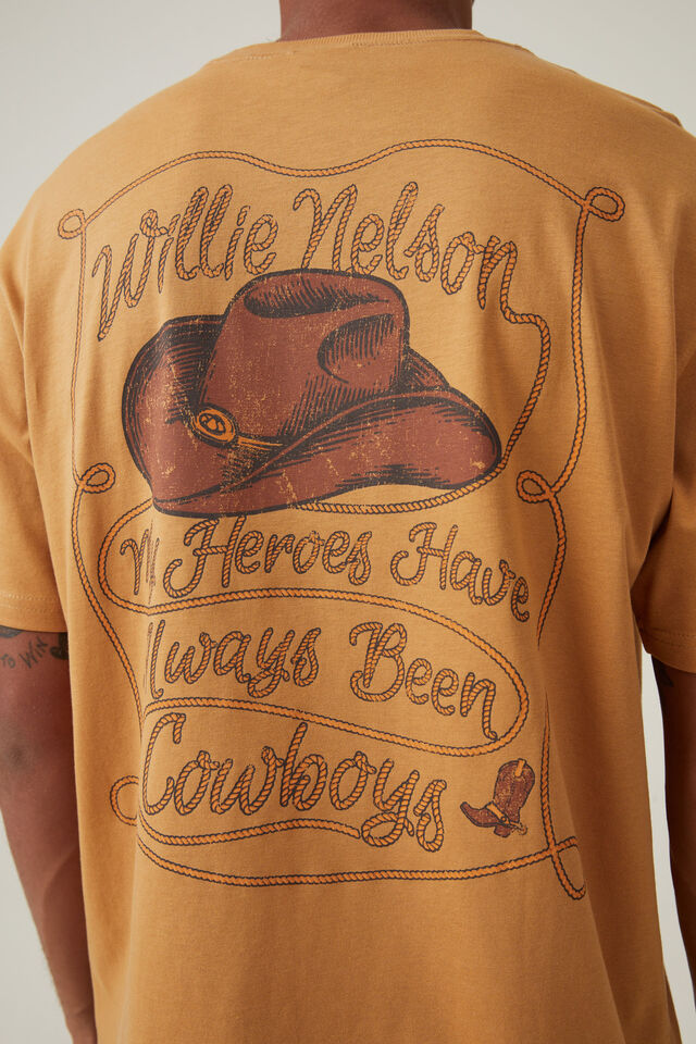 Willie Nelson Premium Loose Fit Music T-Shirt, LCN BRA BRONZE/WILLIE NELSON - COWBOYS
