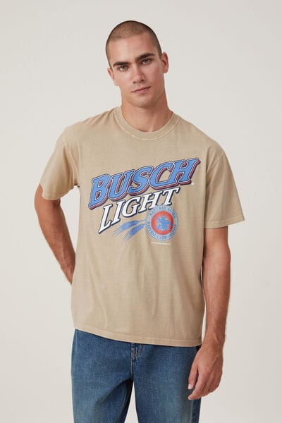 Busch Light Loose Fit T-Shirt, LCN BUS GRAVEL STONE/SLANTED LOGO