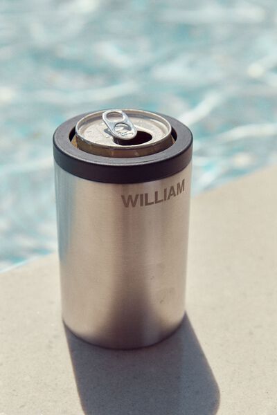 Insulated Stubby Holder Personalised, BRUSHED SILVER