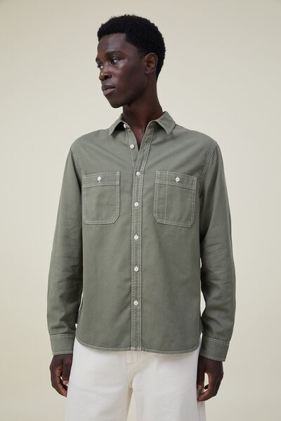 Camisas - Brooklyn Long Sleeve Shirt, OLIVE